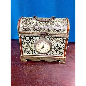 Vintage Market Bazaar  Wood Clock - Storage Box 9" Tall x 10" Wide x 7" Deep
